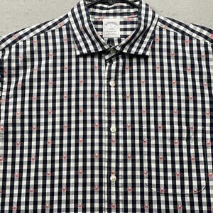 Brooks Brothers 1818 Regent Fit Shirt Large AOP Crab Gingham Pattern Button Down